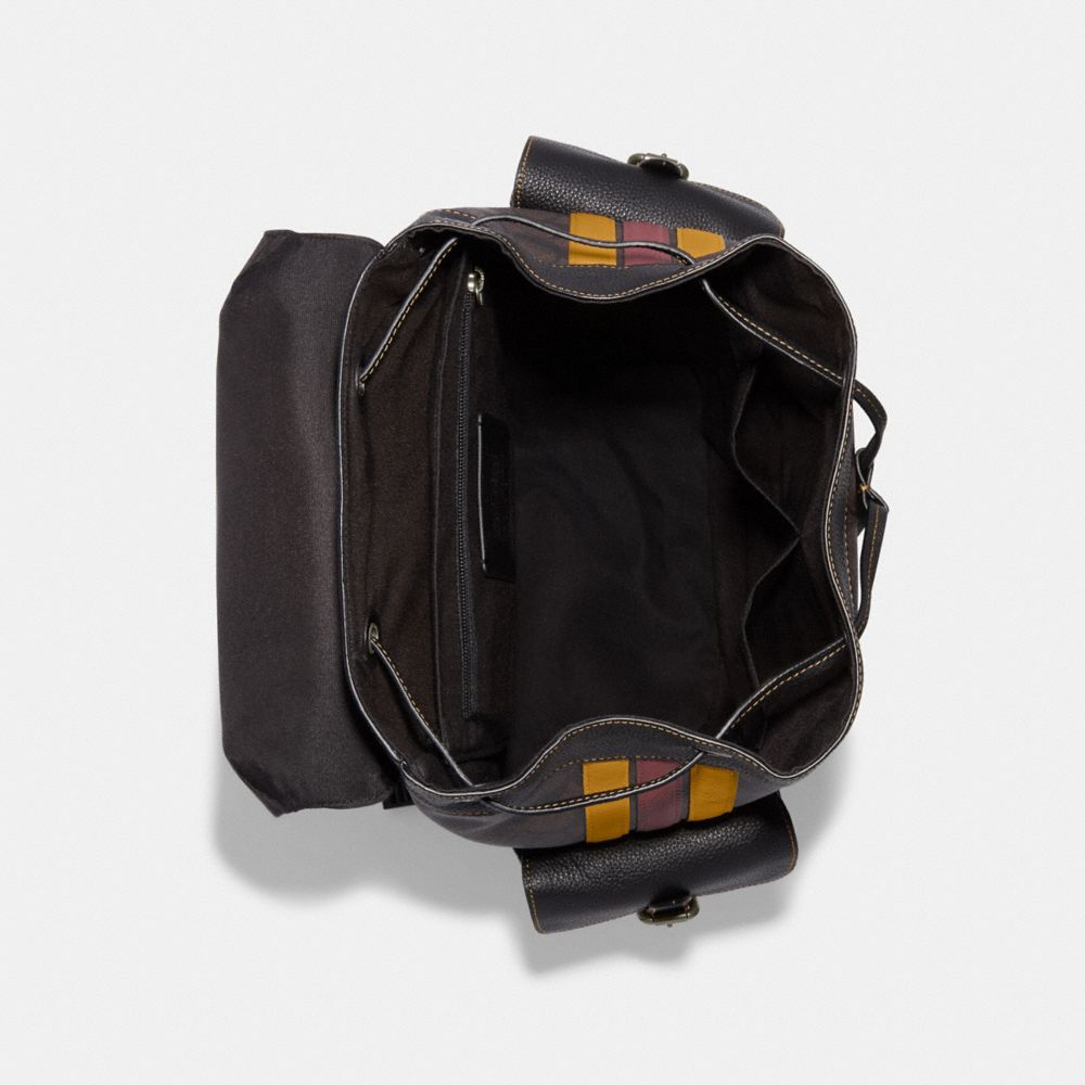 HUDSON BACKPACK IN SIGNATURE CANVAS WITH VARSITY STRIPE