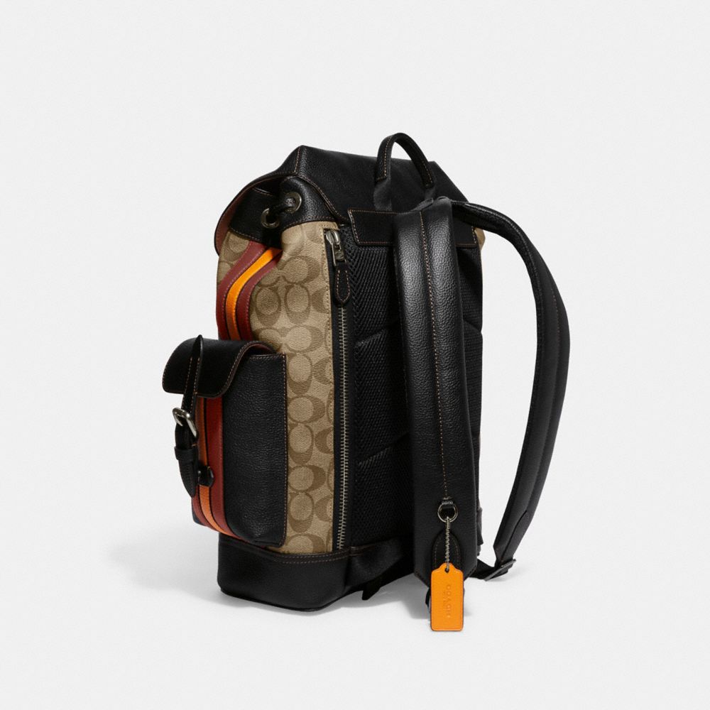 HUDSON BACKPACK IN SIGNATURE CANVAS WITH VARSITY STRIPE