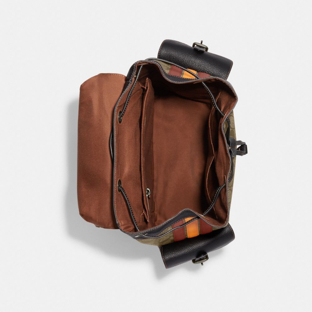 HUDSON BACKPACK IN SIGNATURE CANVAS WITH VARSITY STRIPE