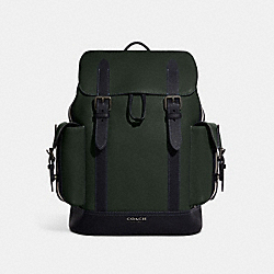 COACH CB903 Hudson Backpack With Varsity Stripe QB/AMAZON GREEN/DENIM MULTI