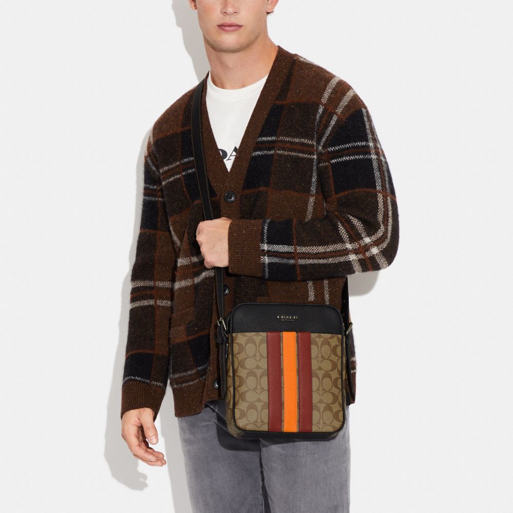 HUDSON CROSSBODY 21 IN SIGNATURE CANVAS WITH VARSITY STRIPE