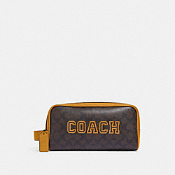 COACH CB920 Large Travel Kit In Signature Canvas With Varsity Motif QB/MAHOGANY/BUTTERCUP