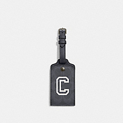 COACH CB921 Luggage Tag In Signature Canvas With Varsity Motif QB/DENIM/CHALK
