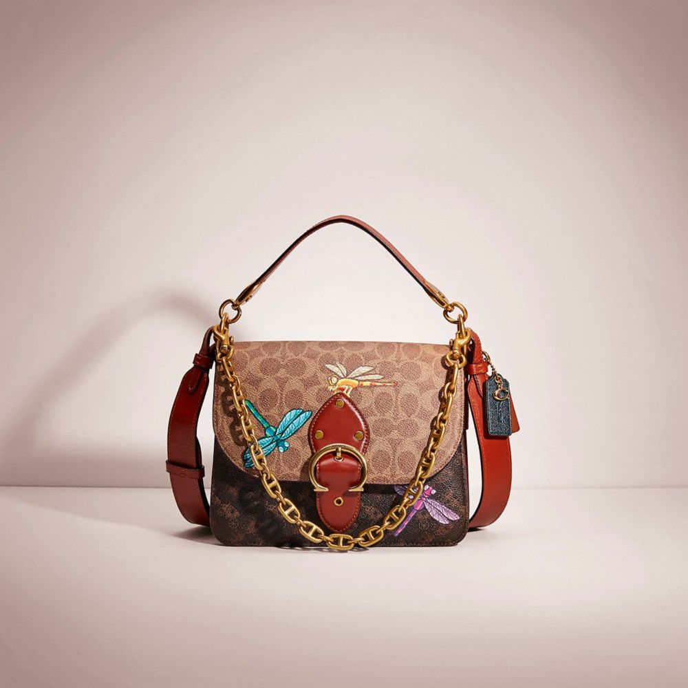 CB948 - Upcrafted Beat Shoulder Bag In Signature Canvas With Horse And Carriage Print Brass/Tan Truffle Rust