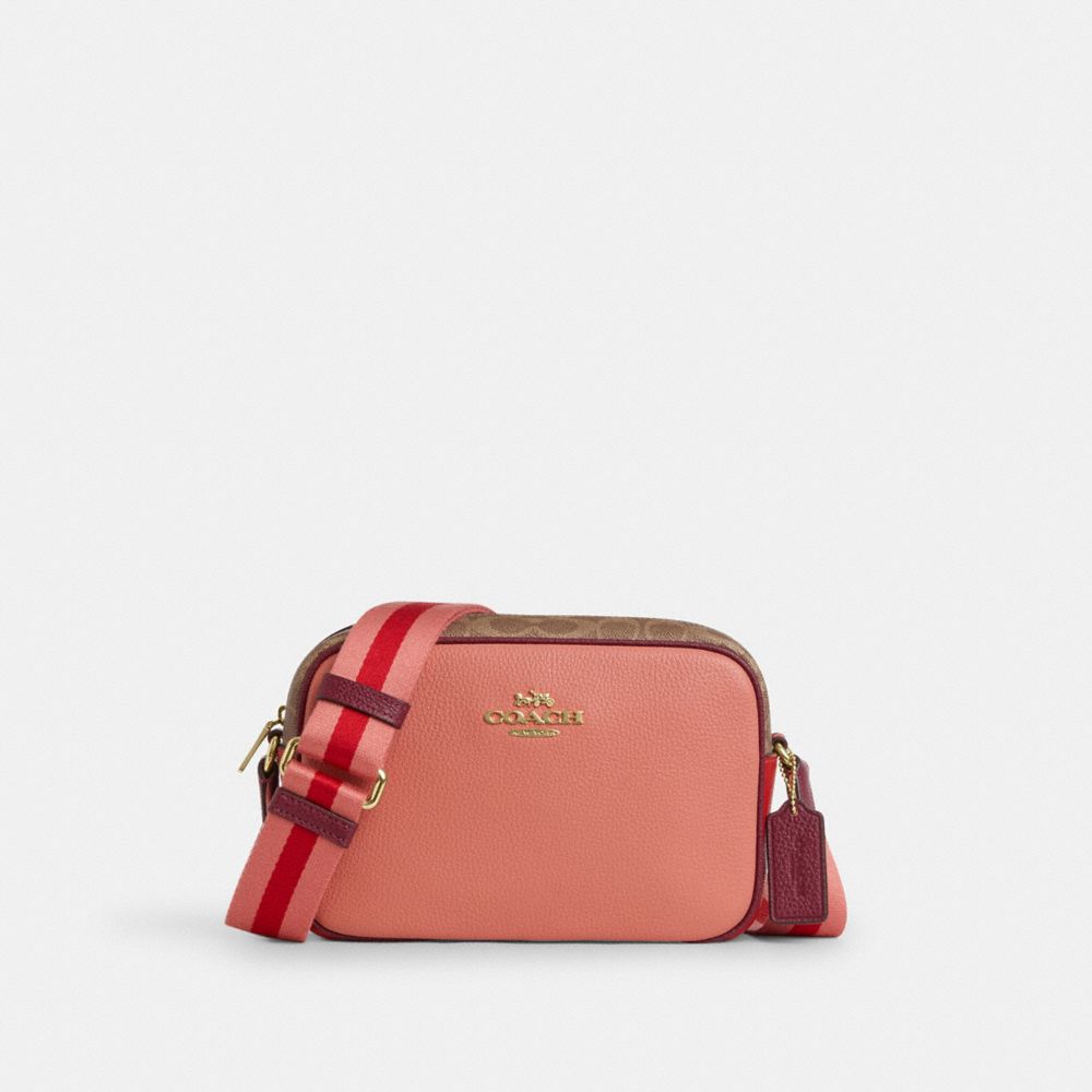 Jamie Camera Bag In Colorblock Signature Canvas - CBA60 - Im/Tan/Burnt Coral Multi