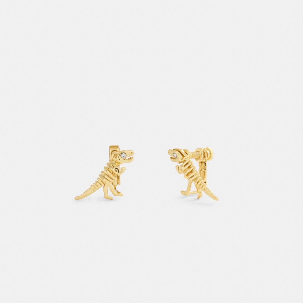 COACH CBB09 Skeletal Rexy Clip-on Stud Earrings GOLD