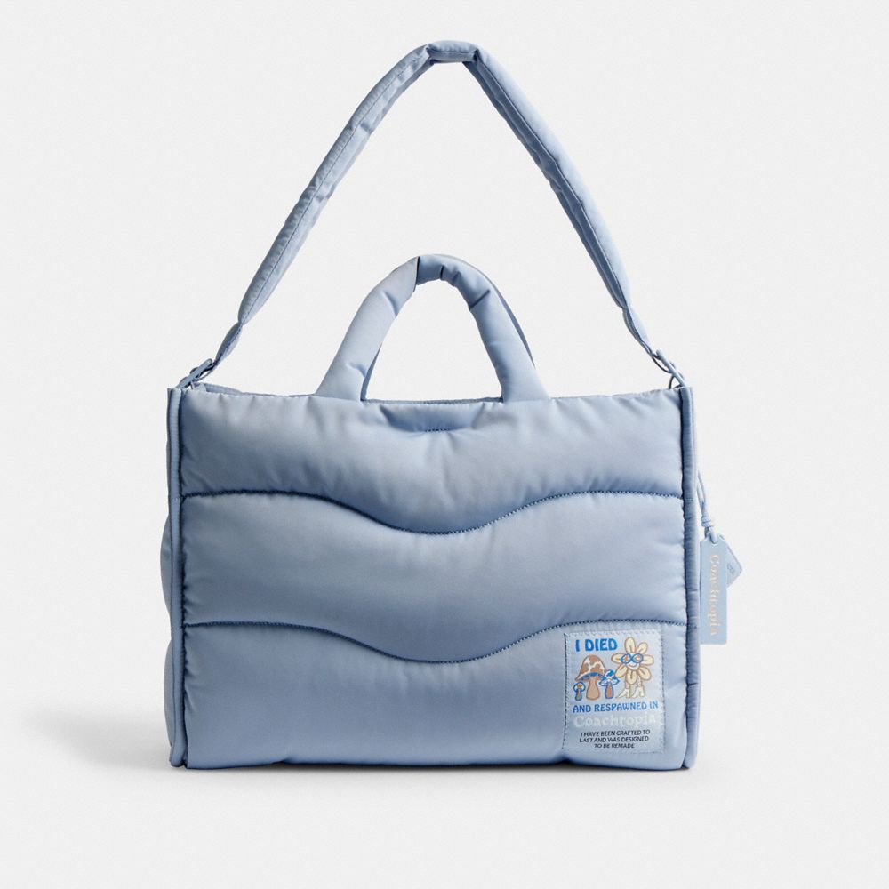 COACH CBC03 Coachtopia Loop Tote In Recycled Polyester With Wavy Quilting LIGHT TWILIGHT