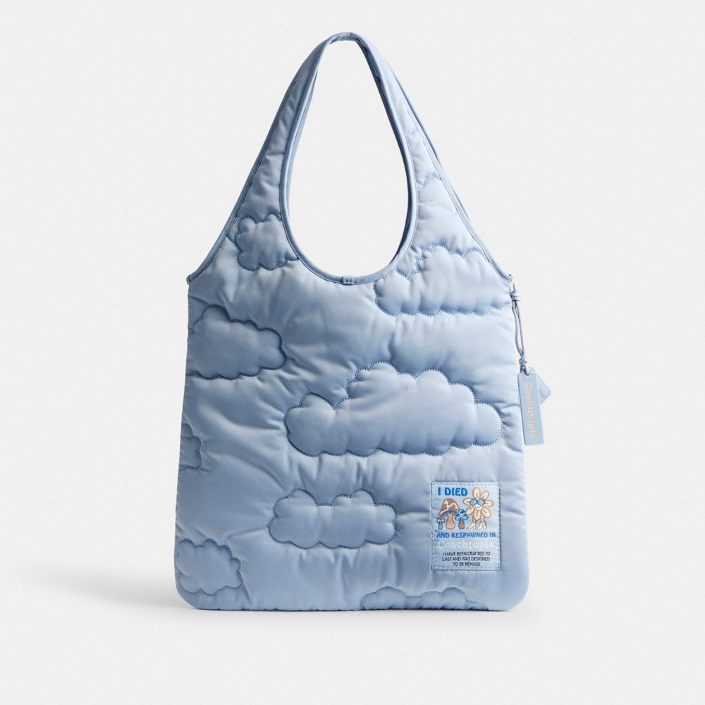 COACH CBC04 Coachtopia Loop Flat Tote In Recycled Polyester With Cloud Quilting LIGHT TWILIGHT