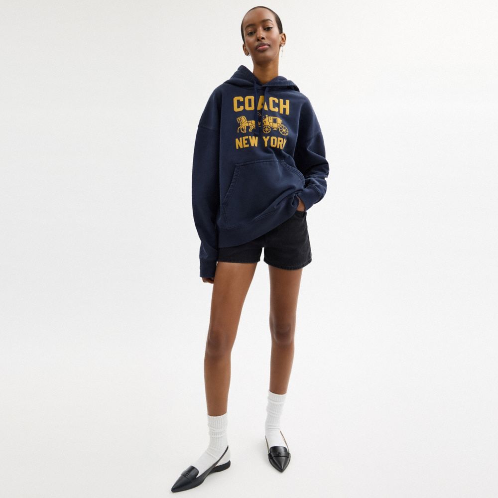 馬車主題圖案連帽衫