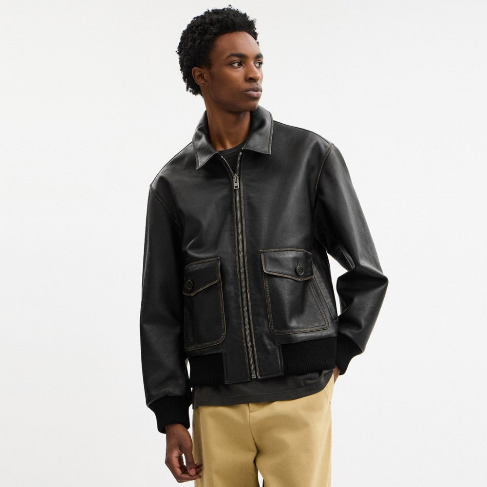 復古皮革BOMBER外套