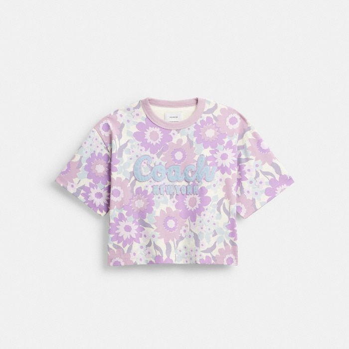 CURSIVE COACH CROPPED FLORAL T SHIRT