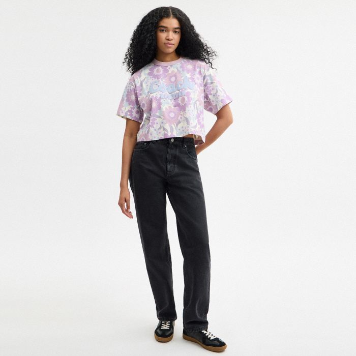 CURSIVE COACH CROPPED FLORAL T SHIRT