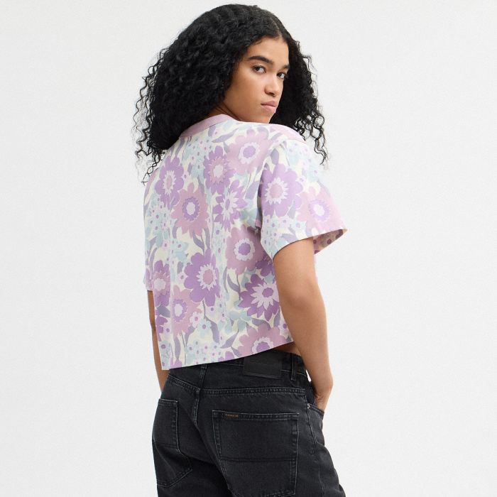 CURSIVE COACH CROPPED FLORAL T SHIRT