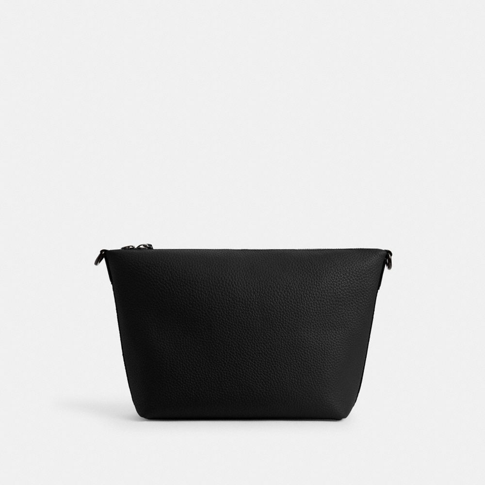 MESSENGER 鵝卵石顆粒皮革頂部拉鍊手袋