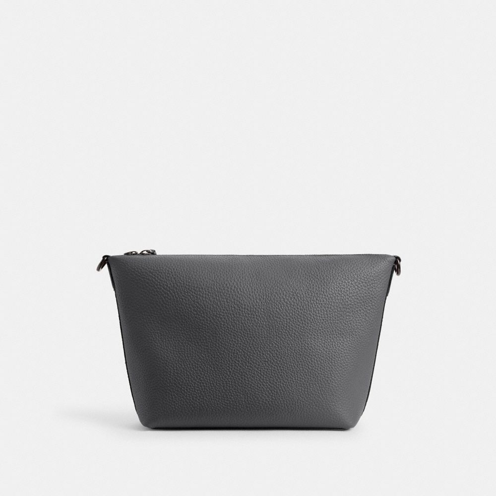 MESSENGER 鵝卵石顆粒皮革頂部拉鍊手袋