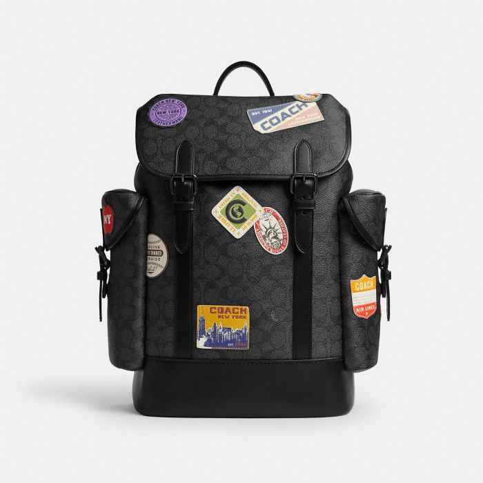 HITCH BACKPACK IN SIGNATURE CANVAS WITH PATCHES