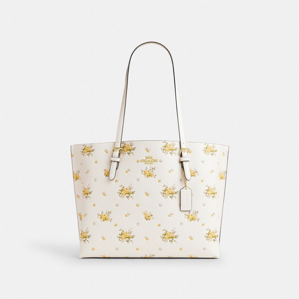 Mollie Tote Bag With Floral Print - CBF11 - Gold/Chalk Multi