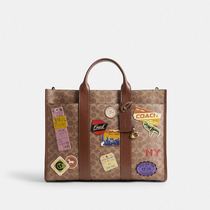 WESLEY TOTE IN SIGNATURE CANVAS WITH PATCHES