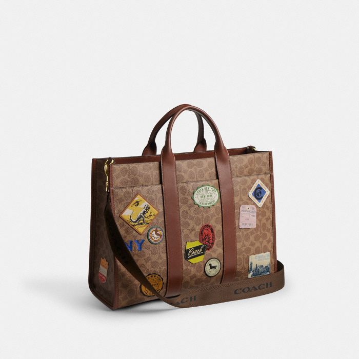 WESLEY TOTE IN SIGNATURE CANVAS WITH PATCHES