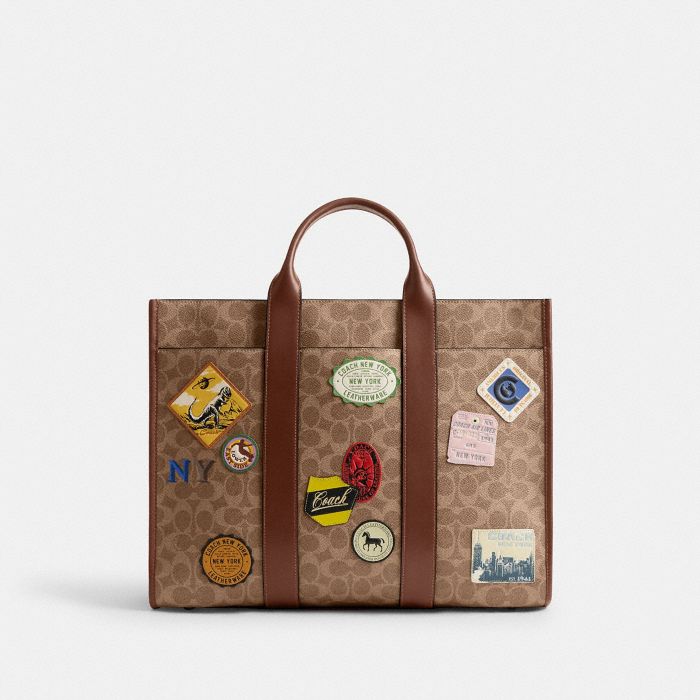 WESLEY TOTE IN SIGNATURE CANVAS WITH PATCHES