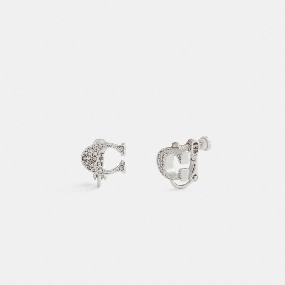 COACH CBF59 Sculpted C Clip-on Earrings SILVER