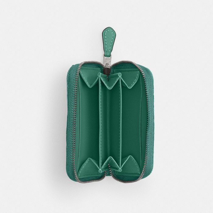 QUILTED COLORED DENIM ESSENTIAL SMALL ZIP AROUND CARD CASE