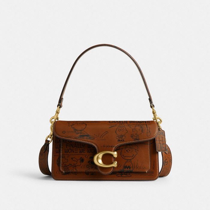 COACH X PEANUTS NEWSPAPER PRINT TABBY SHOULDER BAG 26