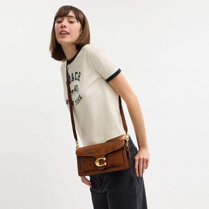 COACH X PEANUTS NEWSPAPER PRINT TABBY SHOULDER BAG 26