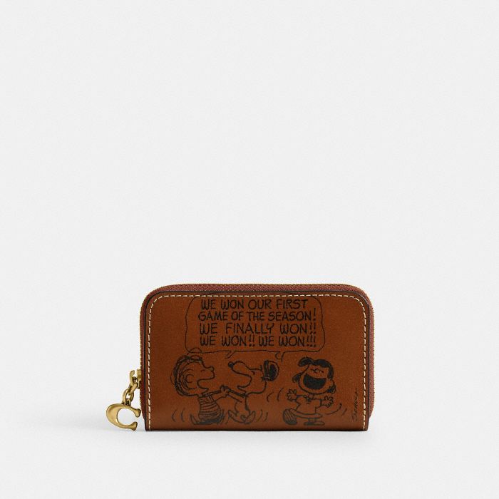 PEANUTS NEWSPAPER PRINT SMALL ZIP AROUND CARD CASE