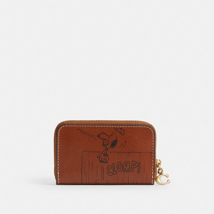 PEANUTS NEWSPAPER PRINT SMALL ZIP AROUND CARD CASE