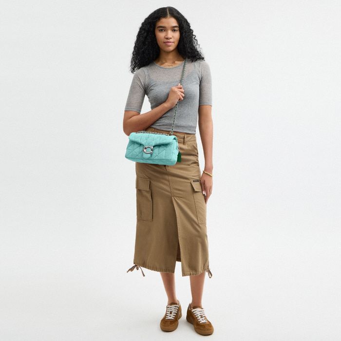 QUILTED COLORED DENIM TABBY SHOULDER BAG 26
