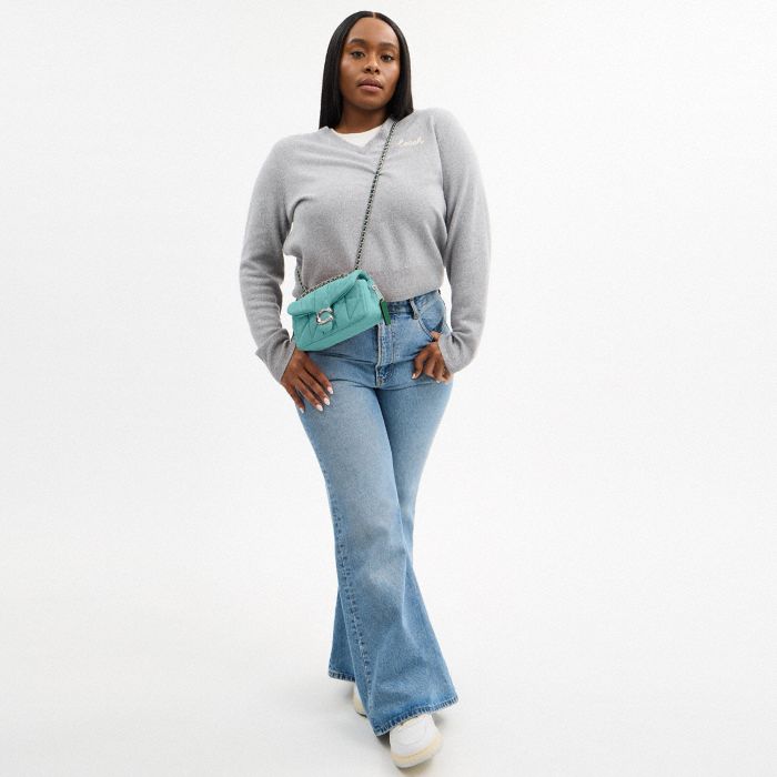 QUILTED COLORED DENIM TABBY SHOULDER BAG 20