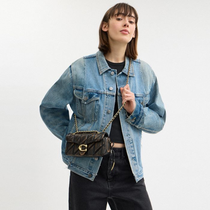 TABBY SHOULDER BAG 20 IN LOVED LEATHER WITH QUILTING