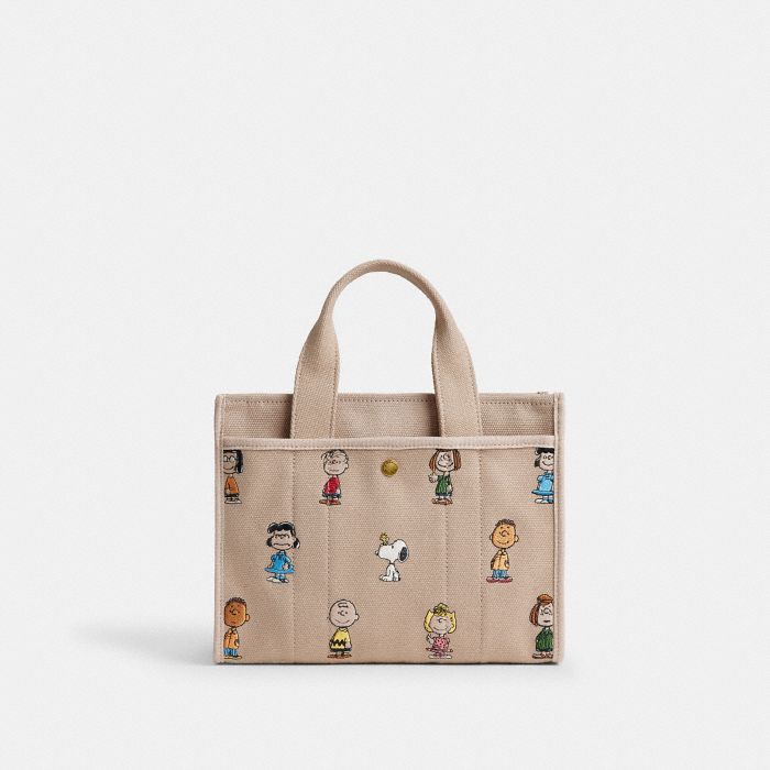 COACH X PEANUTS FRIENDS EMBROIDERED CARGO TOTE 26