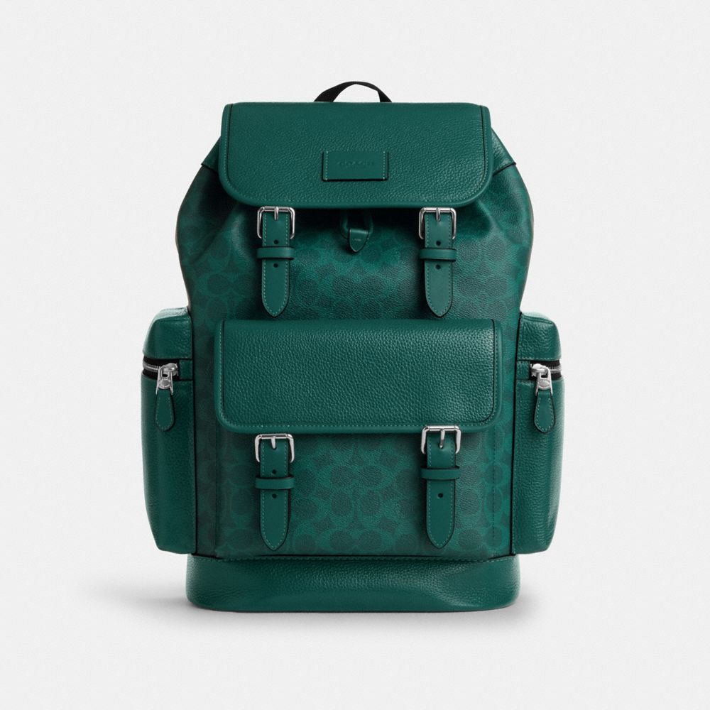 Sprint Backpack In Colorblock Signature Canvas - CBI12 - Silver/Sea Green