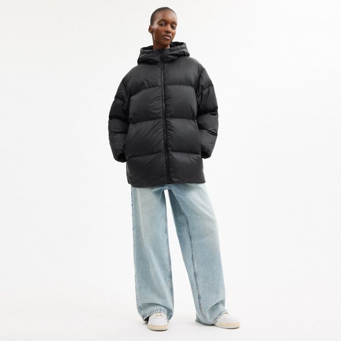 皮帶中長版羽絨外套