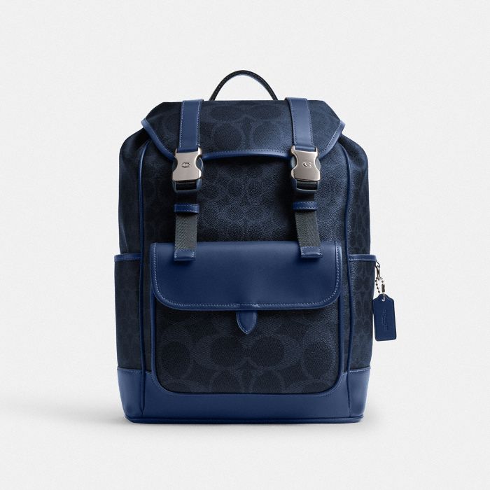 LEAGUE FLAP BACKPACK IN MIXED SIGNATURE CANVAS