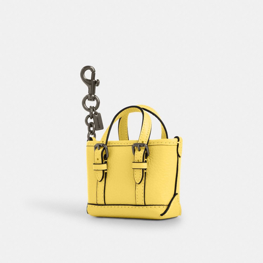 Mini Warner Tote Bag Charm - CBK61 - Gunmetal/Yellow