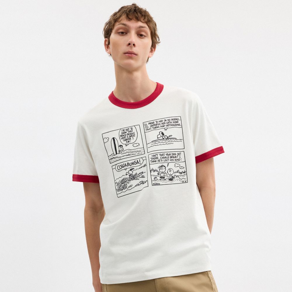 COACH X PEANUTS RINGER T-SHIRT IN ORGANIC COTTON