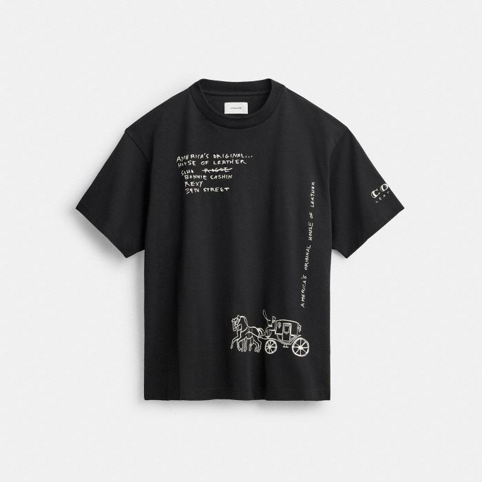 SKETCH HORSE AND CARRIAGE RELAXED T-SHIRT IN ORGANIC COTTON