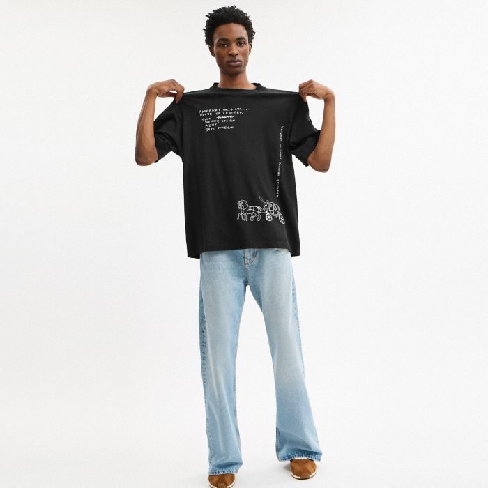 SKETCH HORSE AND CARRIAGE RELAXED T-SHIRT IN ORGANIC COTTON