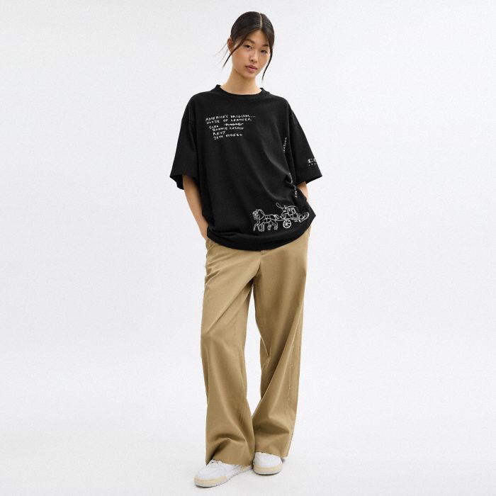 SKETCH HORSE AND CARRIAGE RELAXED T-SHIRT IN ORGANIC COTTON