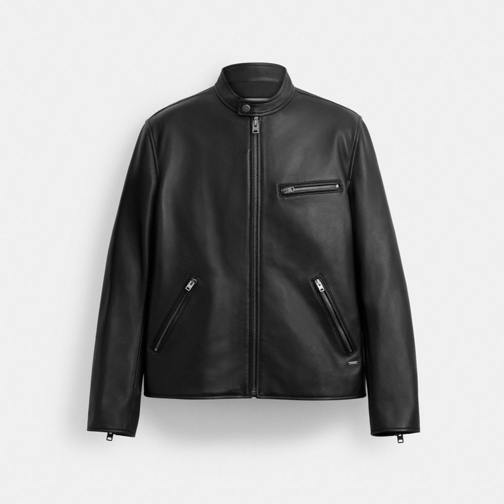 Leather Racer Jacket - CBM39 - Black