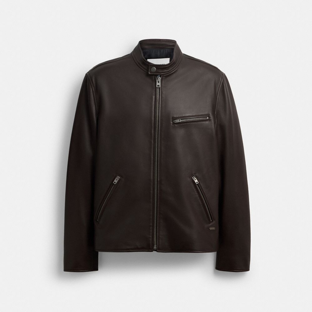 Leather Racer Jacket - CBM39 - Burnt Espresso