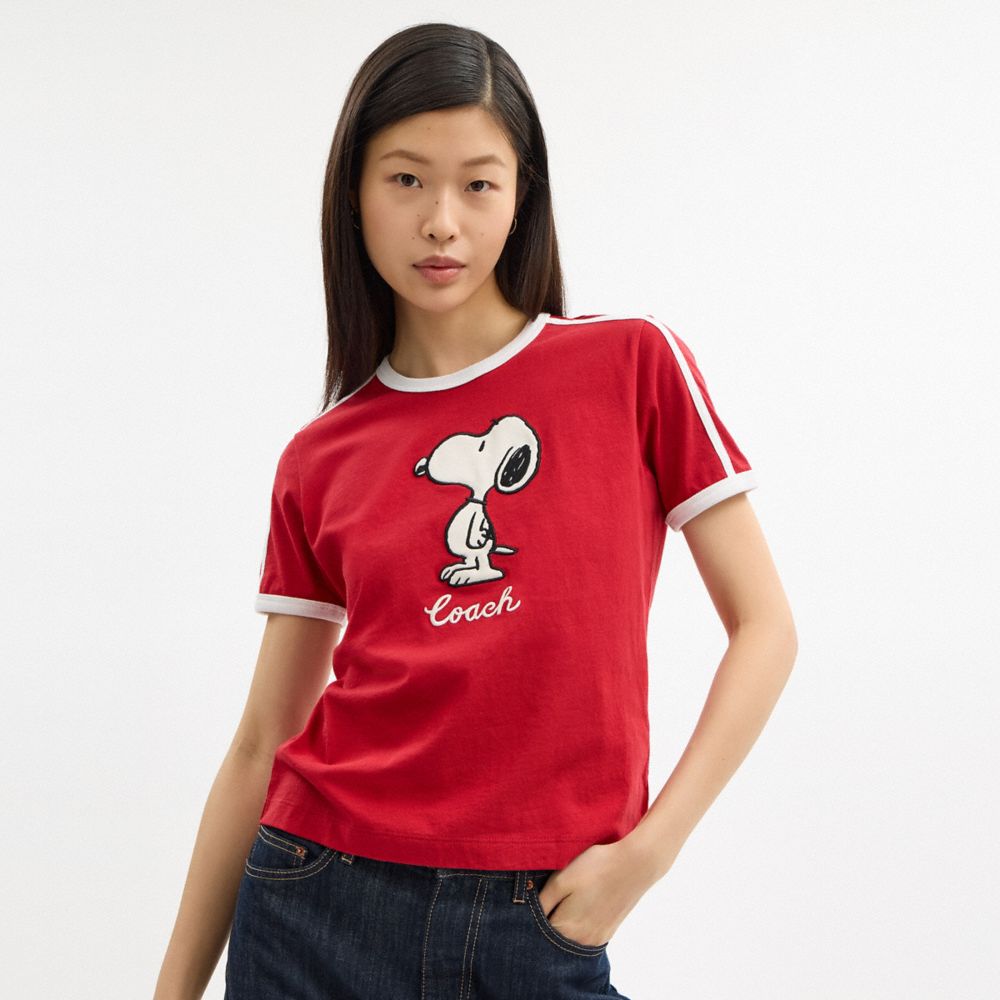COACH X PEANUTS RINGER T-SHIRT IN ORGANIC COTTON
