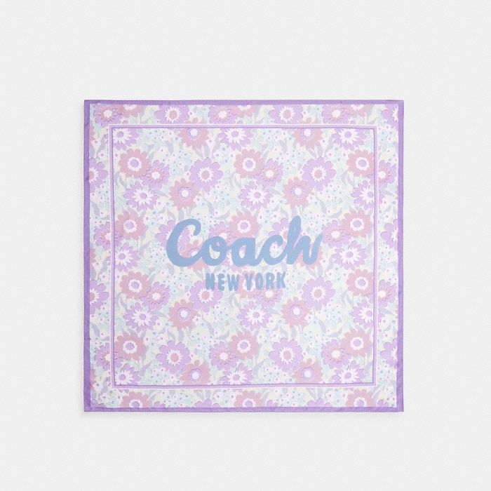COACH SCRIPT LAUREL FLORAL PRINTED SILK SQUARE