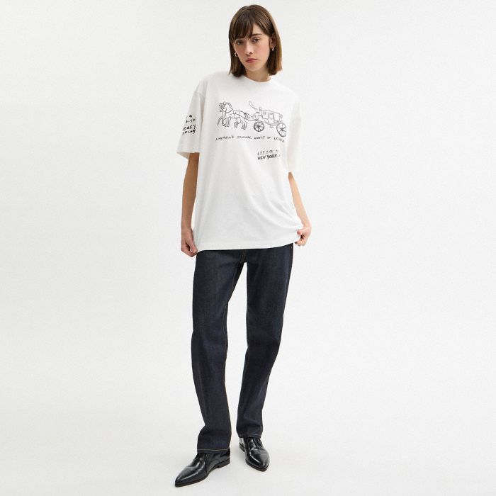 HERITAGE SKETCH PRINT RELAXED T-SHIRT IN ORGANIC COTTON