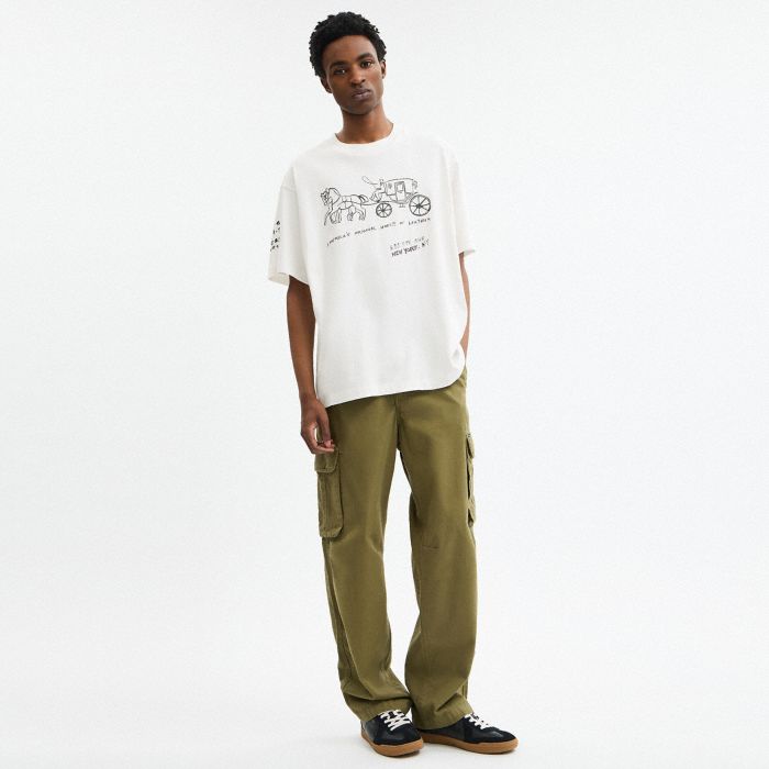 HERITAGE SKETCH PRINT RELAXED T-SHIRT IN ORGANIC COTTON