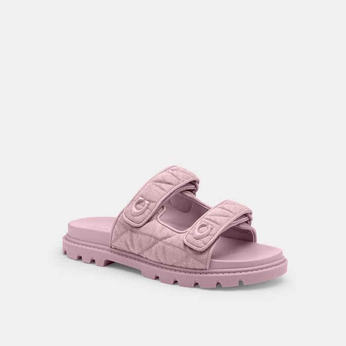 SCULPTED C QUILTED WASHED DENIM DOUBLE BAND SANDAL