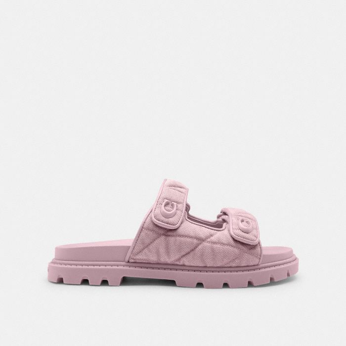 SCULPTED C QUILTED WASHED DENIM DOUBLE BAND SANDAL